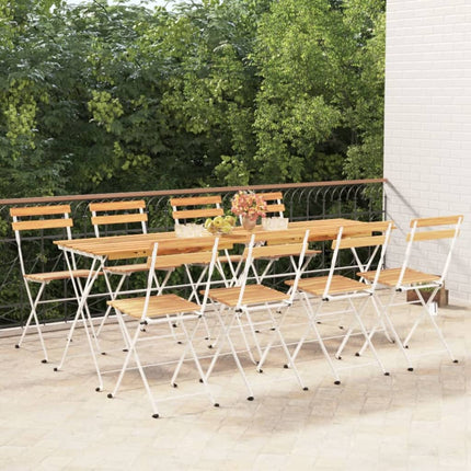 Sedie Pieghevoli da BistrÃƒÂ² 8 pz Legno Massello Acacia e Acciaio
