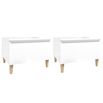 Tavolini 2pz Bianco Lucido 50x46x35 cm in Legno Multistrato