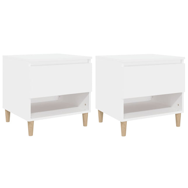 Comodini 2 pz Bianchi 50x46x50 cm in Legno Multistrato