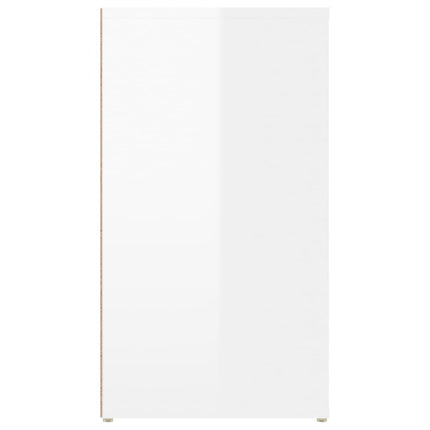 Credenza Bianco Lucido 100x33x59,5 cm in Legno Multistrato
