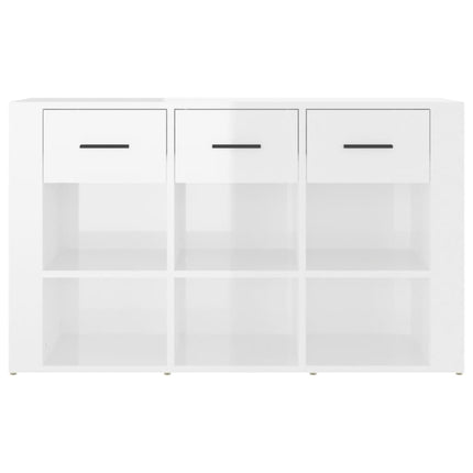 Credenza Bianco Lucido 100x30x59,5 cm in Legno Multistrato