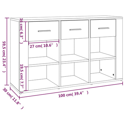 Credenza Bianco Lucido 100x30x59,5 cm in Legno Multistrato
