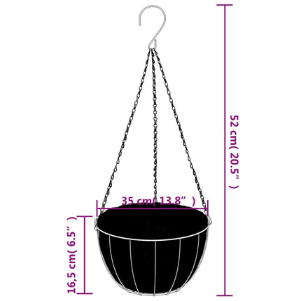 Fioriere Pensili 4 pz Rivestimenti Cocco Nero ÃƒËœ35x52cm Acciaio