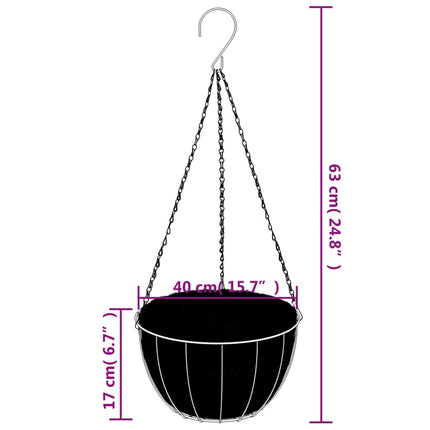 Fioriere Pensili 4 pz Rivestimenti Cocco Nero ÃƒËœ40x63cm Acciaio