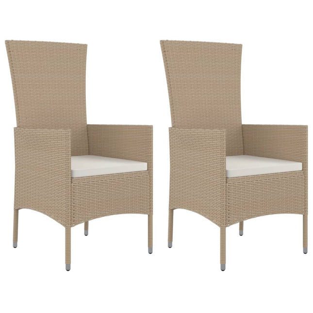 Sedie da Giardino con Cuscini 2 pz in Polyrattan Beige