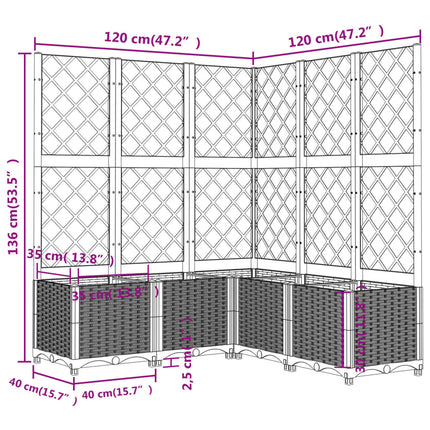 Fioriera Giardino con Graticcio Grigio Chiaro 120x120x136cm PP