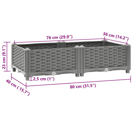 Fioriera Rialzata 80x40x23 cm in Polipropilene