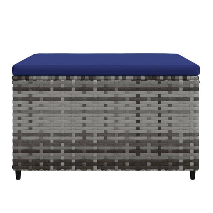 Poggiapiedi da Giardino con Cuscini 2 pz in Polyrattan Grigio