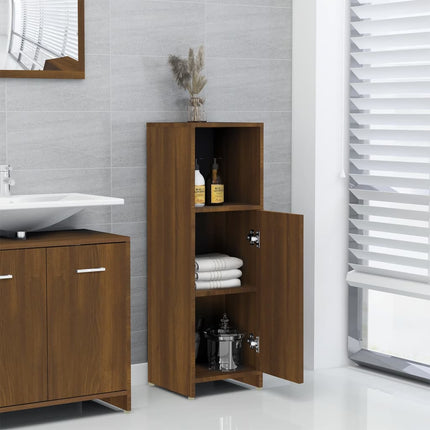 Armadietto Bagno Rovere Marrone 30x30x95cm in Legno Multistrato