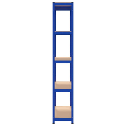 Mensole a 5 Ripiani 2pz Blu in Acciaio e Legno Multistrato