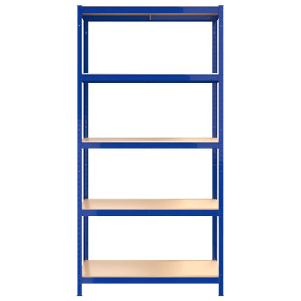 Scaffali a 5 Ripiani 5 pz Blu in Acciaio e Legno Multistrato