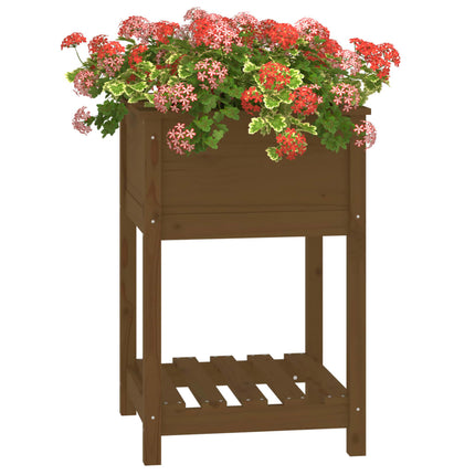 Fioriera con Mensola Ambra 54x54x81cm in Legno Massello di Pino