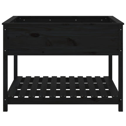 Fioriera con Mensola Nera 111,5x111,5x81 cm Legno Massello Pino