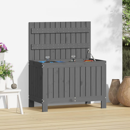 Contenitore Giardino Grigio 76x42,5x54cm Legno Massello di Pino
