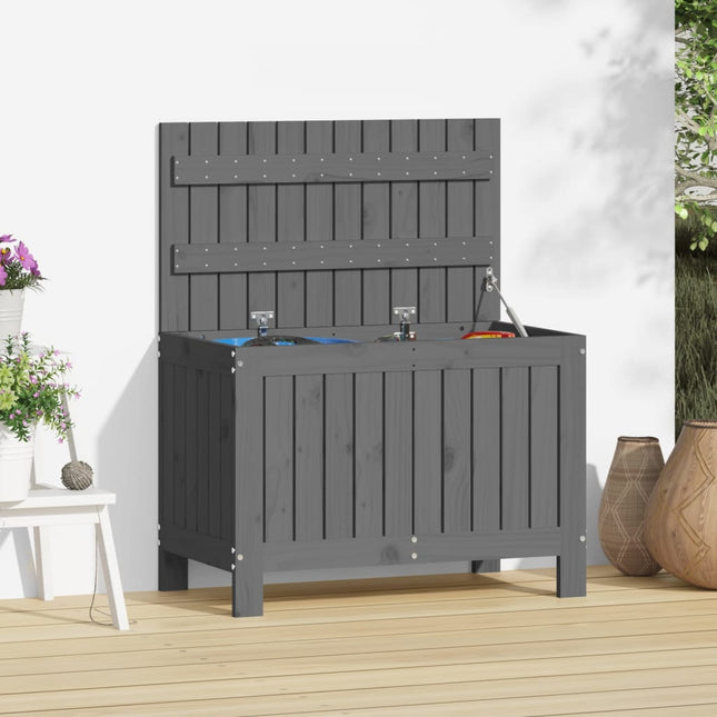 Contenitore Giardino Grigio 76x42,5x54cm Legno Massello di Pino