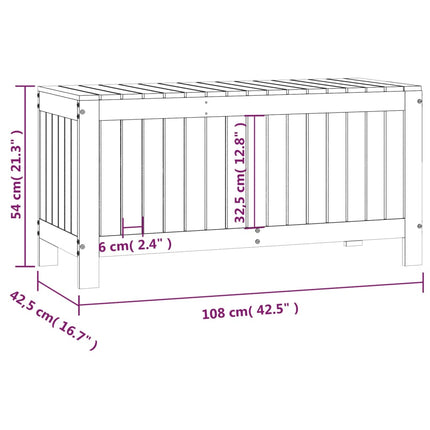 Contenitore Giardino Grigio 108x42,5x54 cm Legno Massello Pino