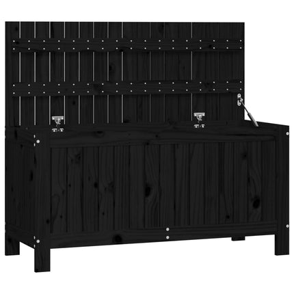 Contenitore da Giardino Nero 108x42,5x54cm Legno Massello Pino