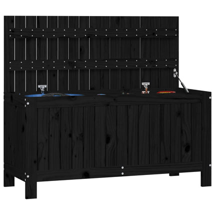 Contenitore da Giardino Nero 108x42,5x54cm Legno Massello Pino