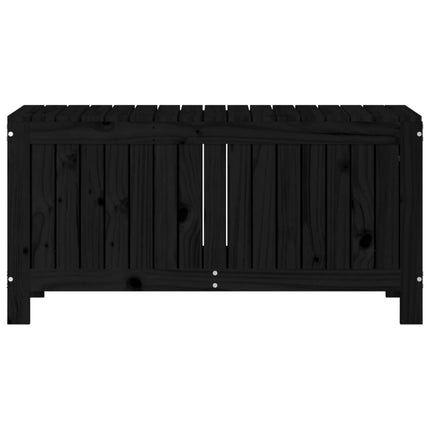 Contenitore da Giardino Nero 108x42,5x54cm Legno Massello Pino