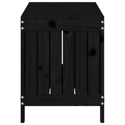 Contenitore da Giardino Nero 108x42,5x54cm Legno Massello Pino