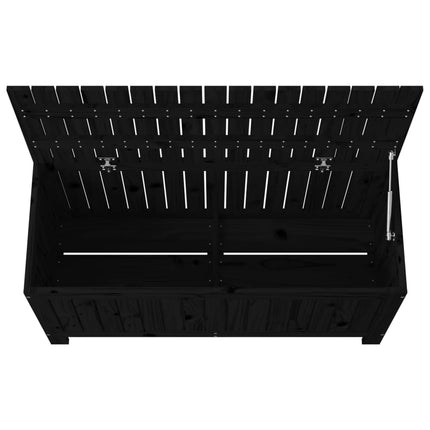Contenitore da Giardino Nero 108x42,5x54cm Legno Massello Pino