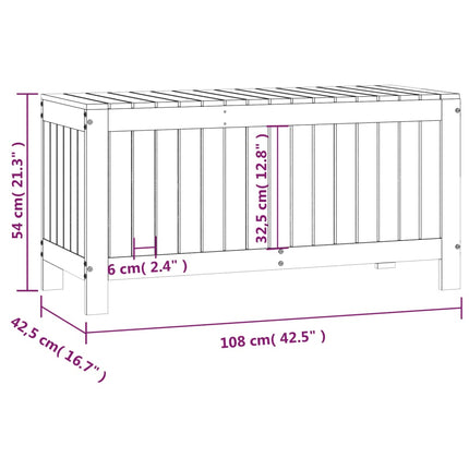 Contenitore da Giardino Nero 108x42,5x54cm Legno Massello Pino