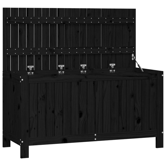 Contenitore da Giardino Nero 115x49x60cm Legno Massello di Pino