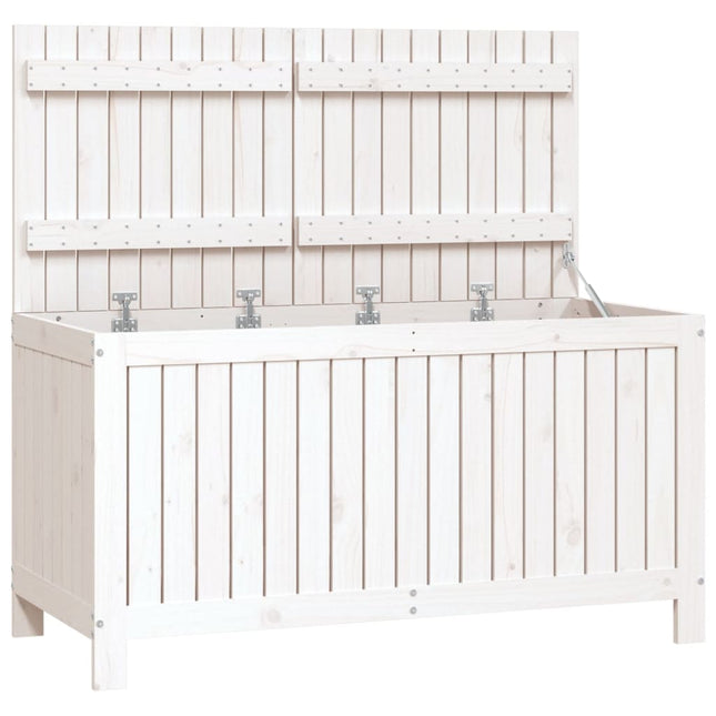 Contenitore da Giardino Bianco 121x55x64 cm Legno Massello Pino