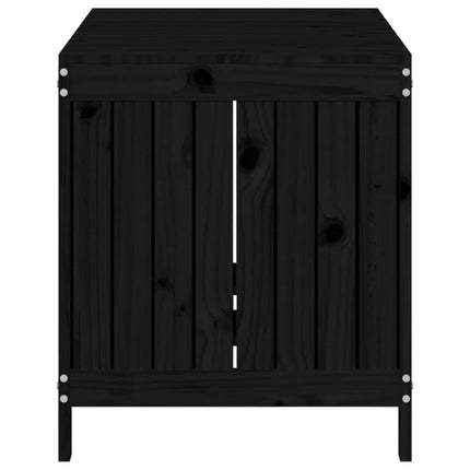 Contenitore da Giardino Nero 121x55x64cm Legno Massello di Pino