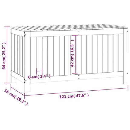 Contenitore da Giardino Nero 121x55x64cm Legno Massello di Pino