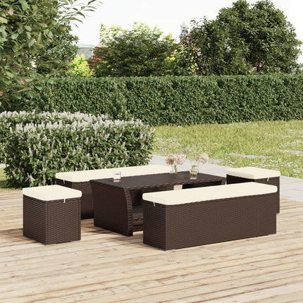 Ottomana con Cuscino Marrone 40x30x40 cm in Polyrattan