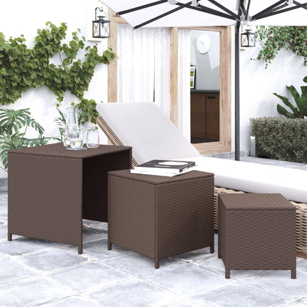 Tavolini Impilabili 3 pz Marroni in Polyrattan
