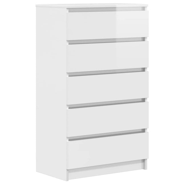 Cassettiera Bianco Lucido 60x36x103 cm in Legno Multistrato