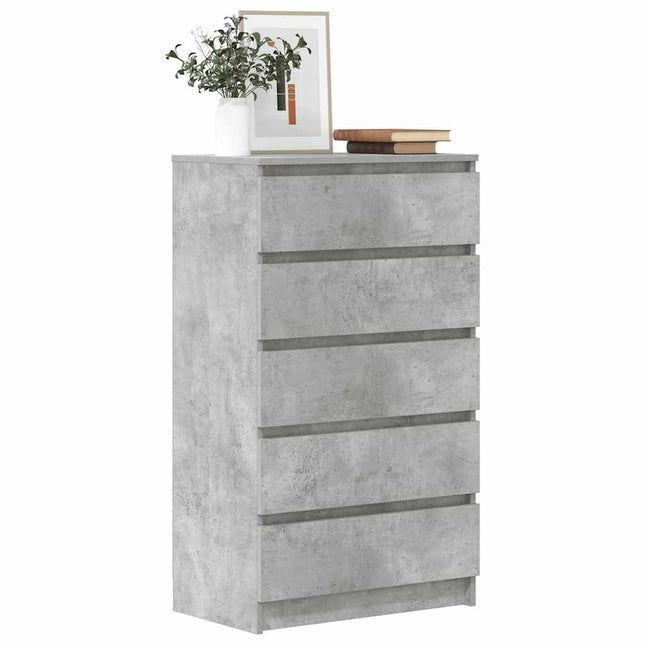 Cassettiera Grigio Cemento 60x36x103 cm in Legno Multistrato