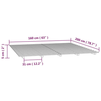 Giroletto senza Materasso 160x200 cm in Legno Massello di Pino