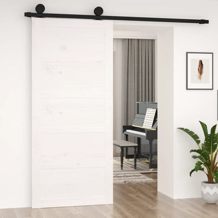 Porta del Granaio Bianca 90x1,8x204,5 cm Legno Massello di Pino