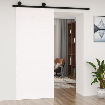 Porta del Granaio Bianca 90x1,8x214 cm Legno Massello di Pino
