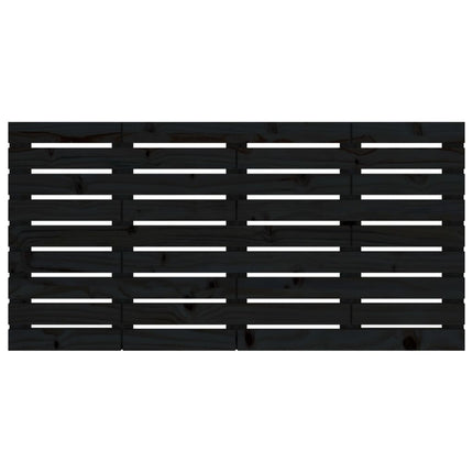 Testiera da Parete Nera 146x3x63 cm in Legno Massello di Pino