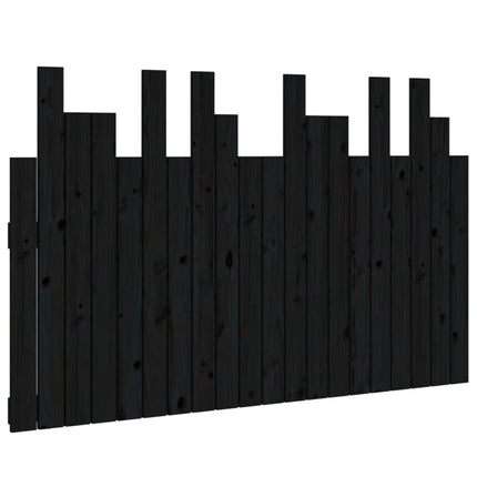 Testiera da Parete Nera 127,5x3x80 cm in Legno Massello di Pino