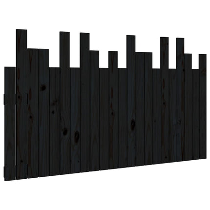 Testiera da Parete Nera 140x3x80 cm in Legno Massello di Pino