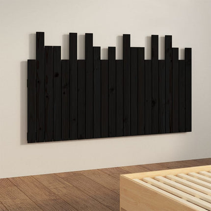 Testiera da Parete Nera 140x3x80 cm in Legno Massello di Pino