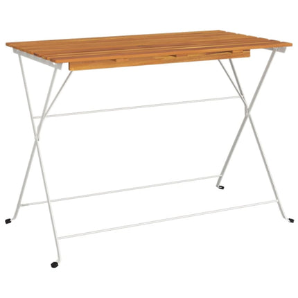 Tavolo BistrÃƒÂ² Pieghevole 100x54x71 cm Massello Acacia e Acciaio