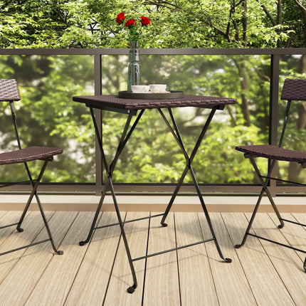 Tavolo Pieghevole da BistrÃƒÂ² Marrone 55x54x71 cm Polyrattan