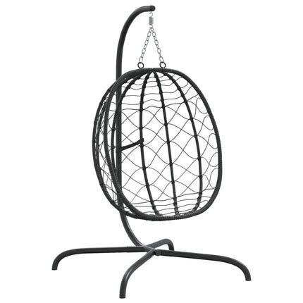 Sedia a Uovo Sospesa con Cuscino Antracite Polyrattan e Acciaio