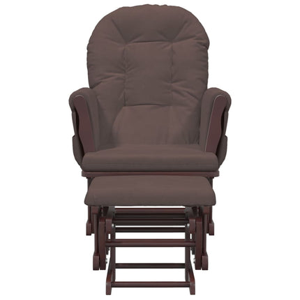 Poltrona Glider con Sgabello Marrone in Tessuto
