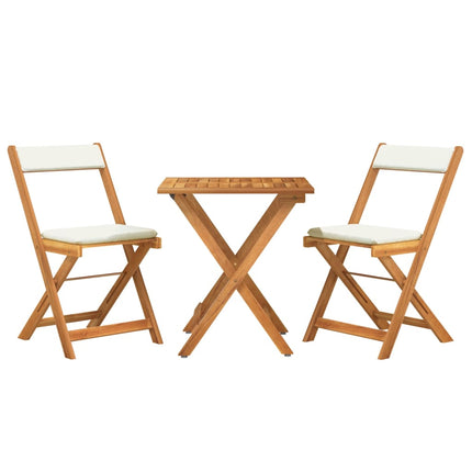 Set da BistrÃ² Pieghevole 3pz con Cuscini Legno Massello Acacia