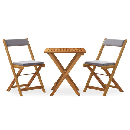 Set da BistrÃ² Pieghevole 3pz con Cuscini Legno Massello Acacia