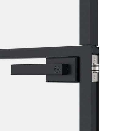 Porta Interna Nera 83x201,5cm Vetro Temperato Alluminio Sottile