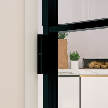 Porta Interna Nera 93x201,5cm Vetro Temperato Alluminio Sottile