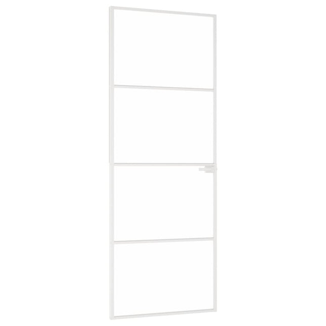 Porta Interna Bianca 76x201,5 cm Vetro Temperato Alluminio Slim